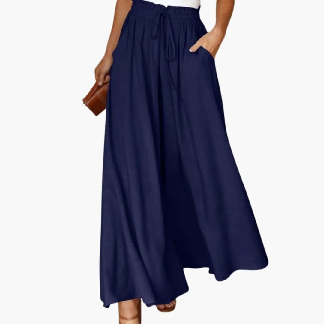 Women’s Wide Leg Pants with Drawstring and Side Pockets