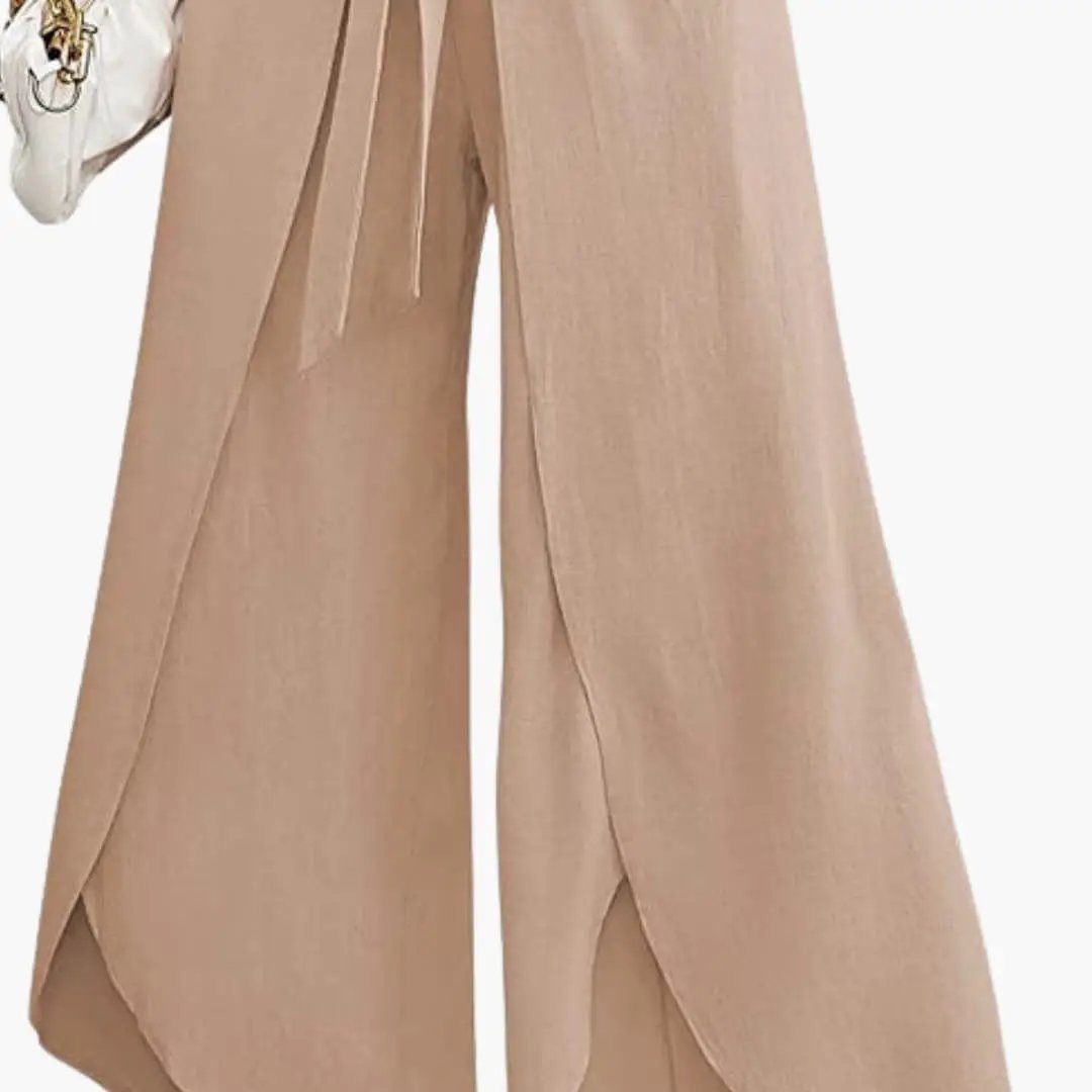 Women’s Summer Pants with Tie Belt and Wide Leg