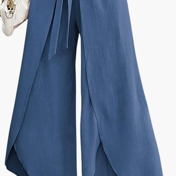 Women’s Summer Pants with Tie Belt and Wide Leg