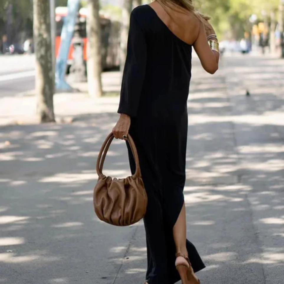 Women's Long Sleeves One Shoulder Loose Fit Dress | Maxi
