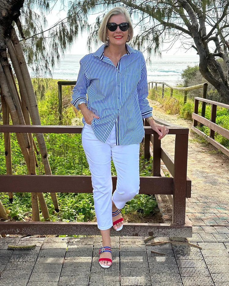 Women's Classic Striped Collared Shirt | Button Down