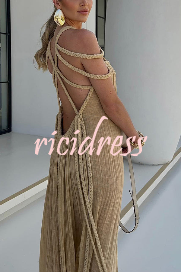 BRAIDED LINEN MAXI DRESS
