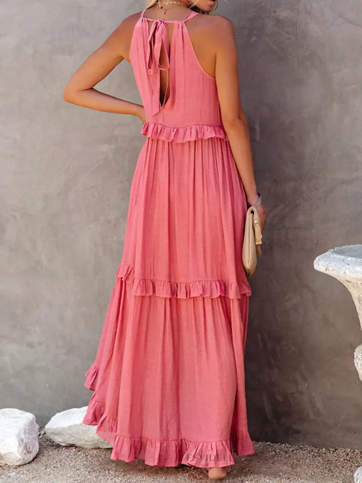Women's Halter Summer Dress with Ruffles | Maxi