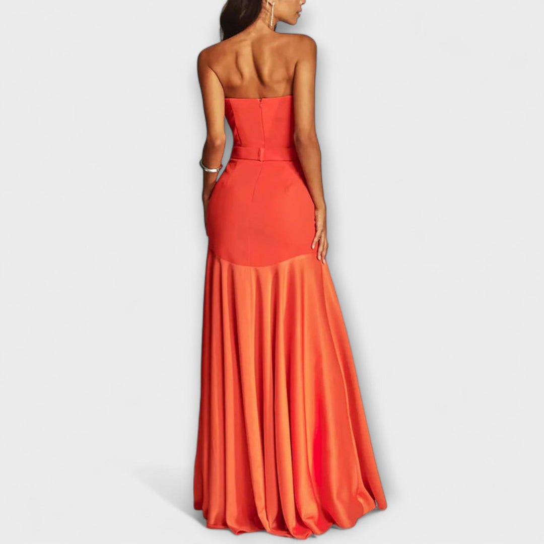 Off-Shoulder Maxi Dress with V-Neck