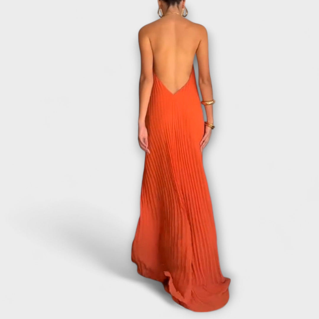 Stylish Dress with Pleated Neckline