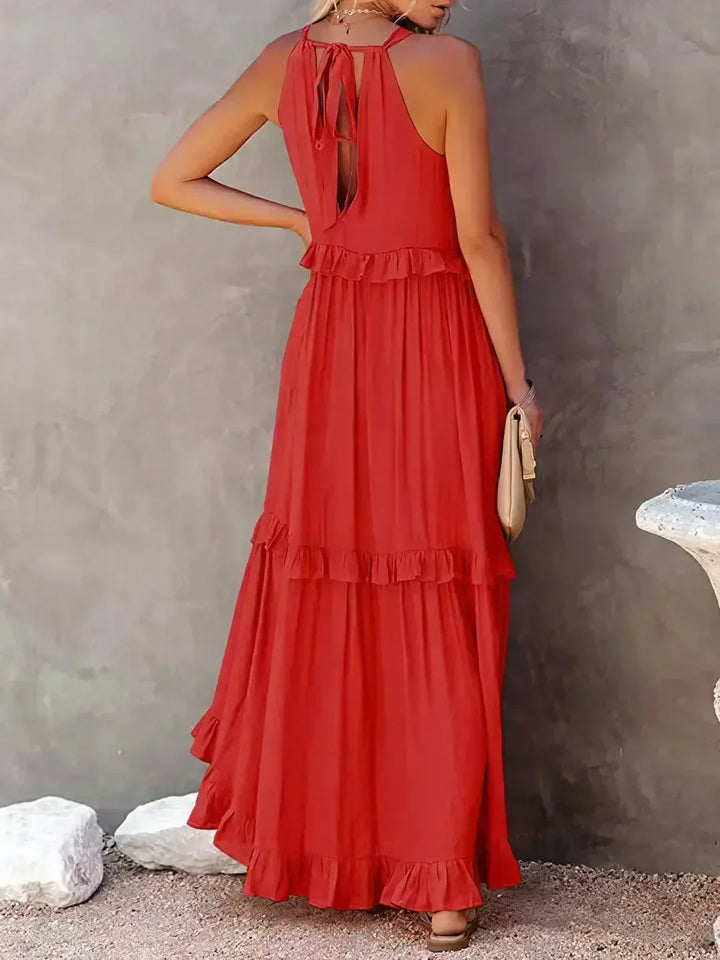 Women's Halter Summer Dress with Ruffles | Maxi