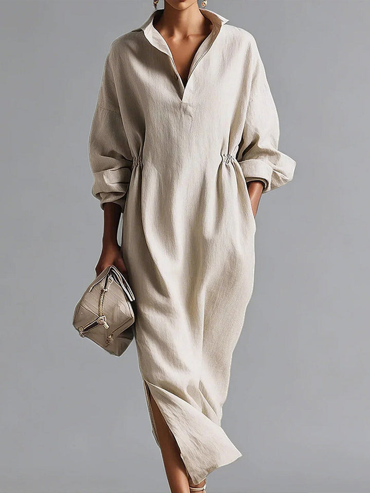 COTTON LAPEL SHIRT DRESS