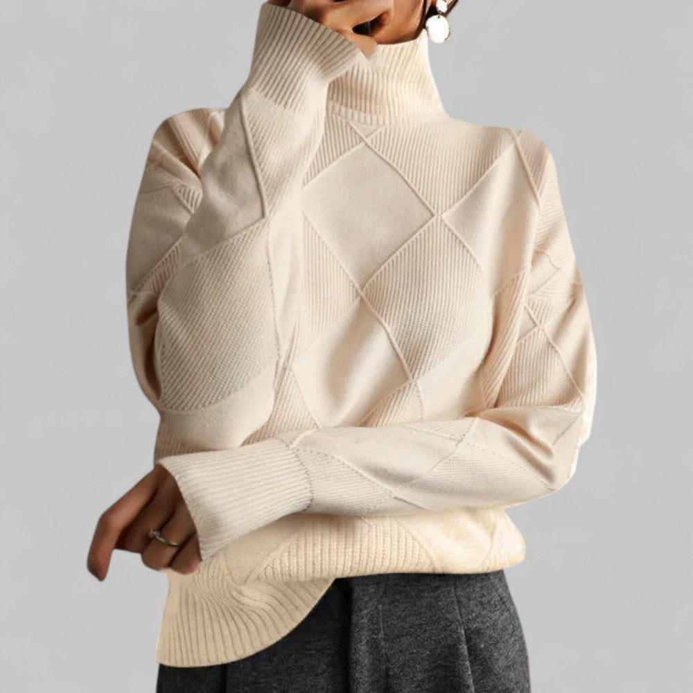 Rebecca | Women’s Winter Oversized Patterned Turtlenecks Sweater
