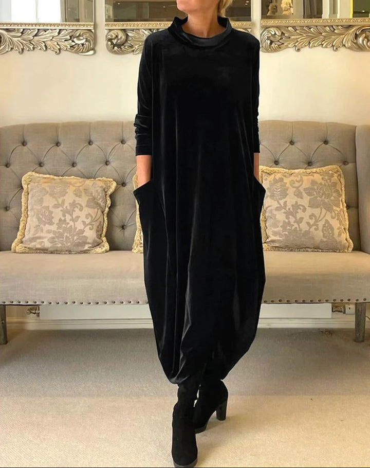 Elspeth | Relaxed Draped Winter Maxi Dress