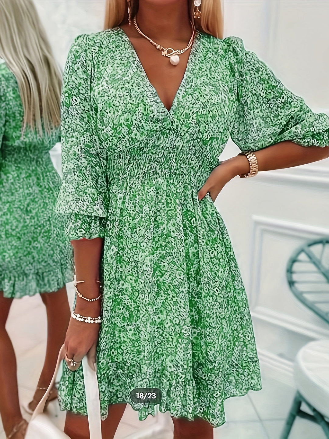 Women's V-Neck Boho Floral Dress