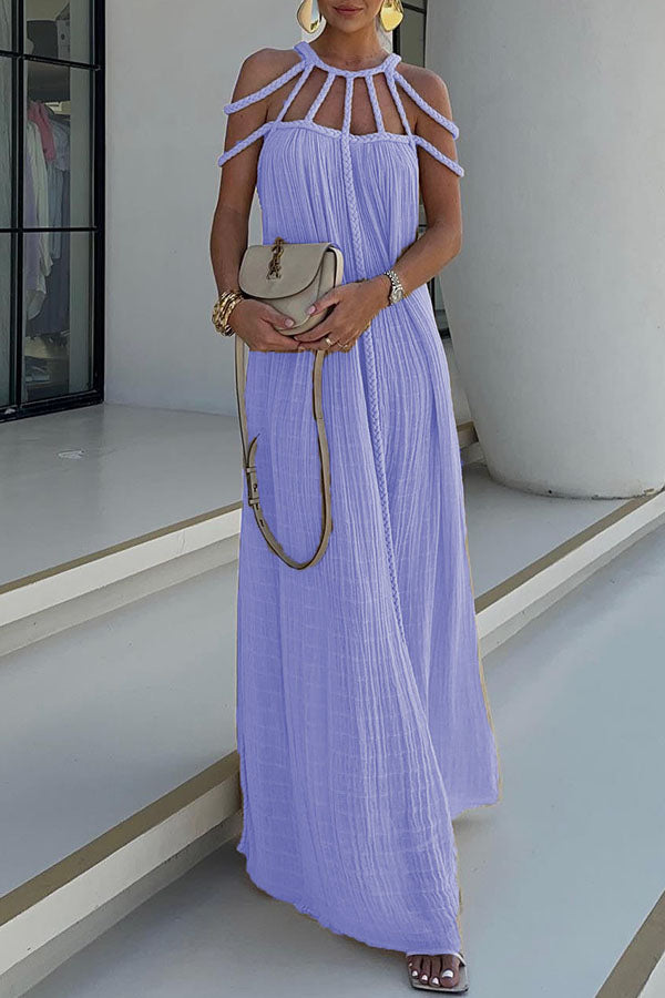 BRAIDED LINEN MAXI DRESS