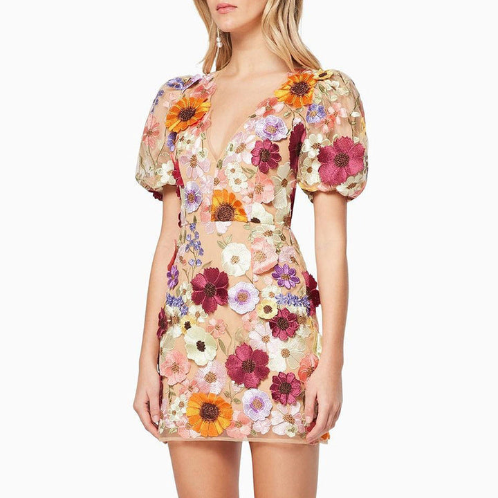 3D Floral Embroidered Marina Dress for Elegant Style