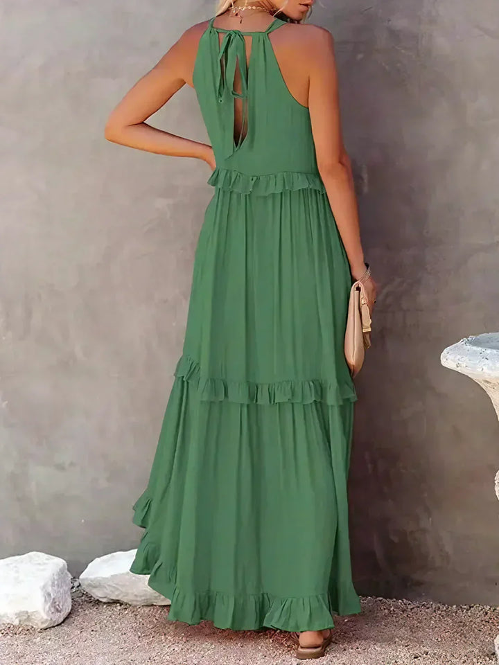 Women's Halter Summer Dress with Ruffles | Maxi