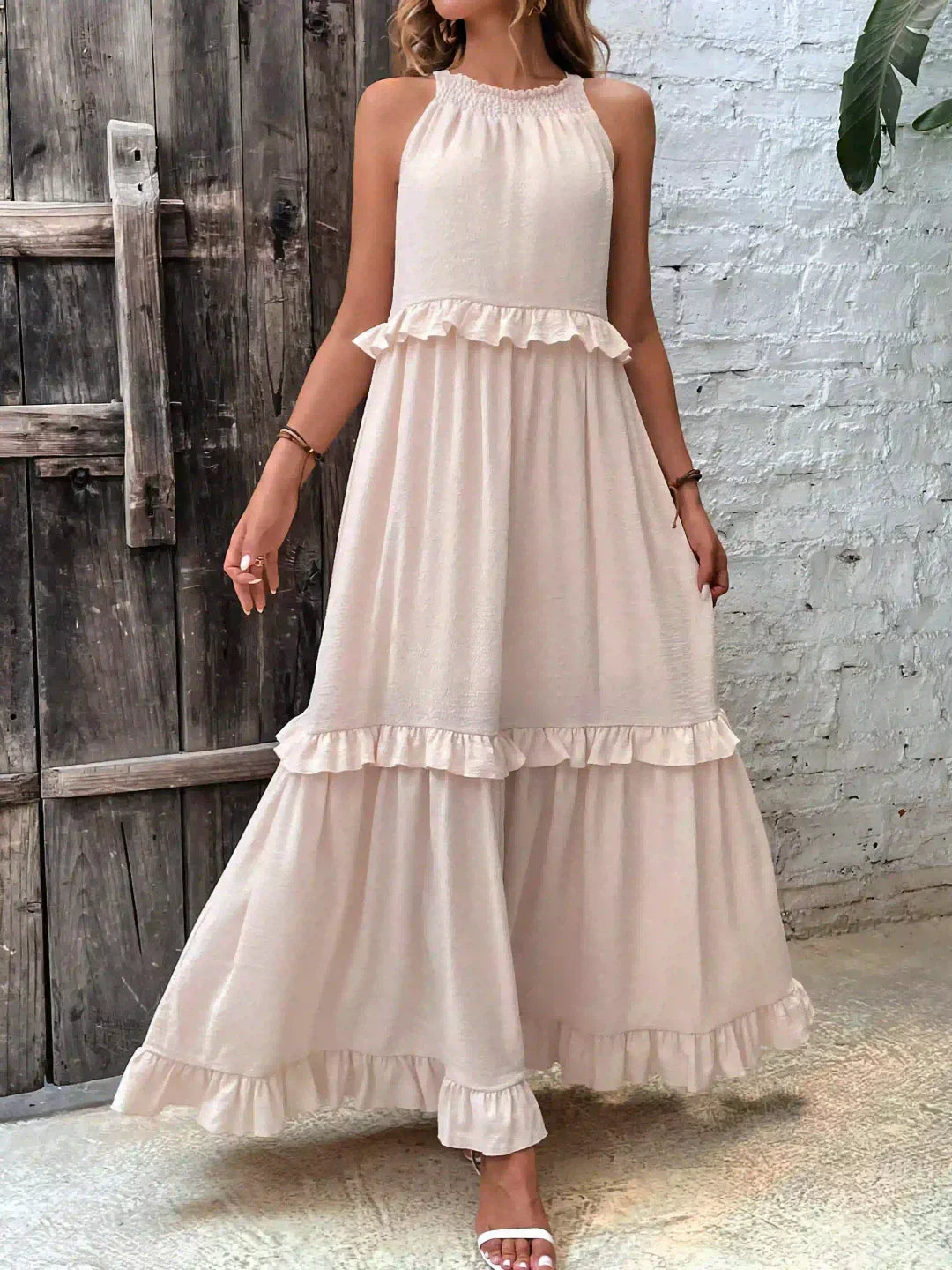 Women's Halter Summer Dress with Ruffles | Maxi