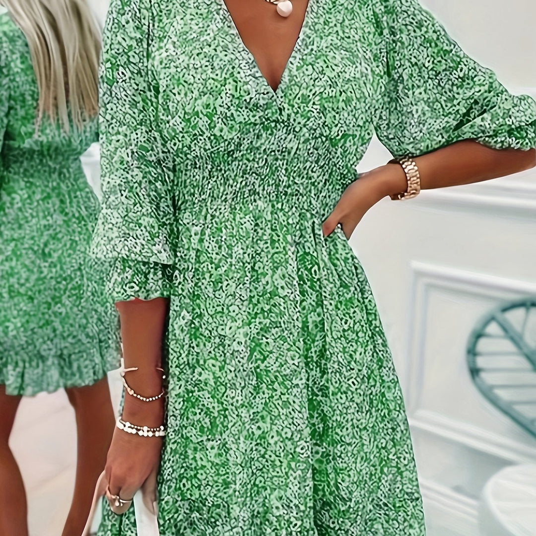 Women's V-Neck Boho Floral Dress