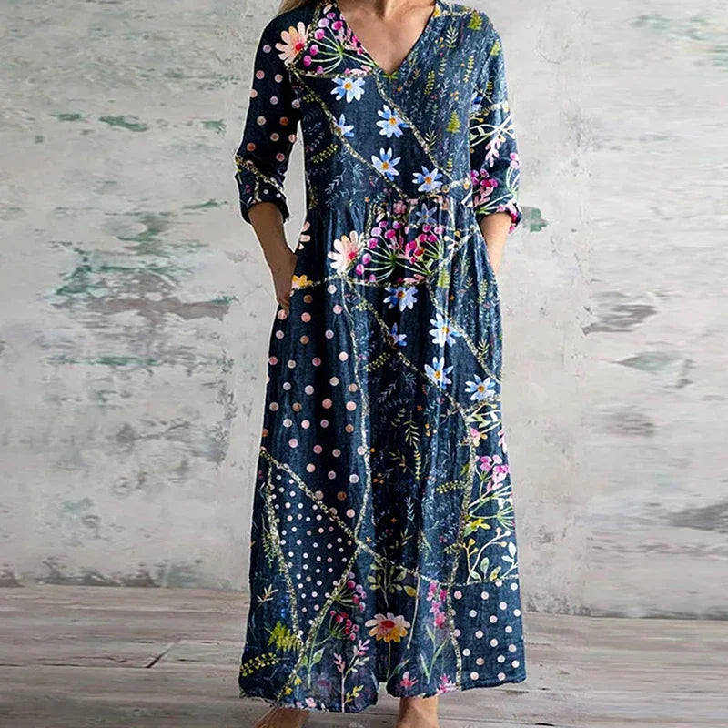 Kirsten | Floral V-Neck Maxi Dress