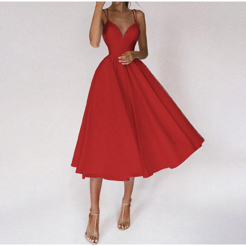 Women's V Neck & Sleeveless Wedding Guest Dress | Midi