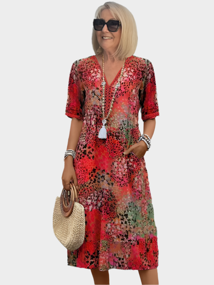 Airy Summer Dress with V Neckline