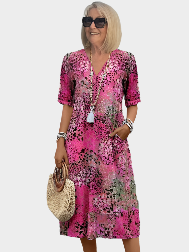 Airy Summer Dress with V Neckline