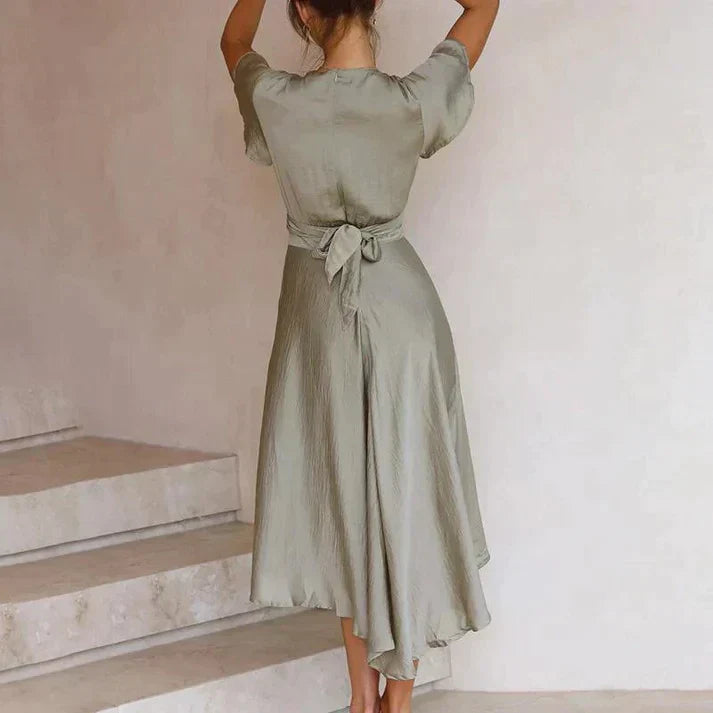 Women's Flutter Sleeves Summer Dress with Plunging V Neckline | Mini