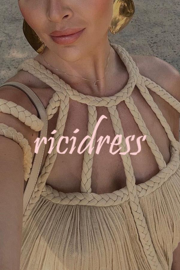 BRAIDED LINEN MAXI DRESS