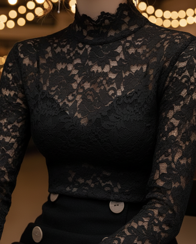 Bonnie | Women’s Spring Lace High-Neck Blouse