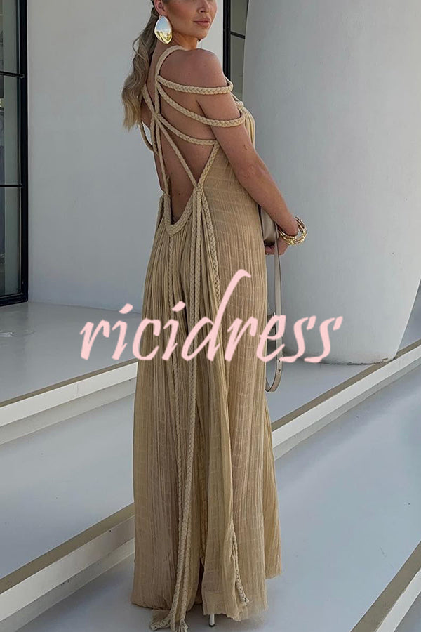 BRAIDED LINEN MAXI DRESS