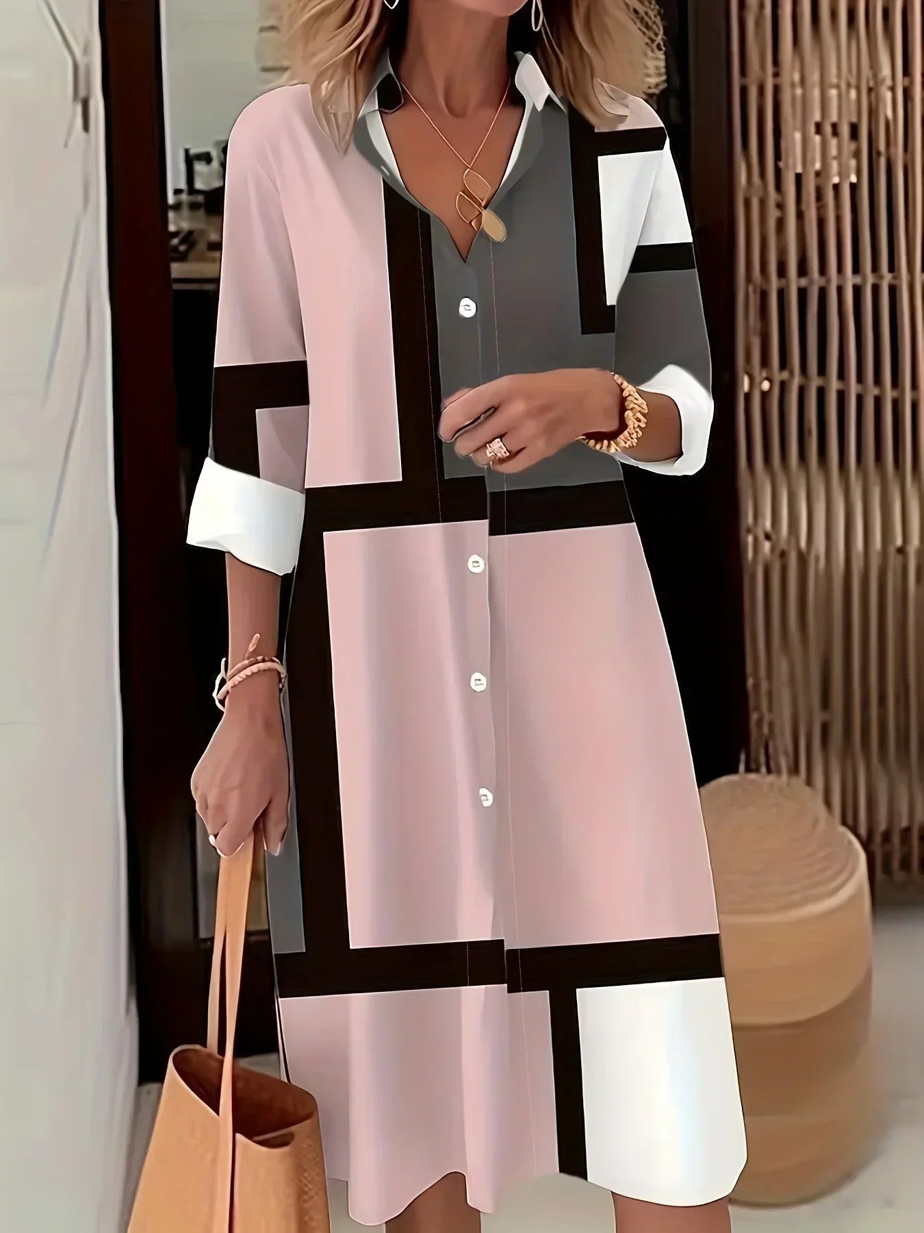 Margaritte | Geometric Print Shirt Dress