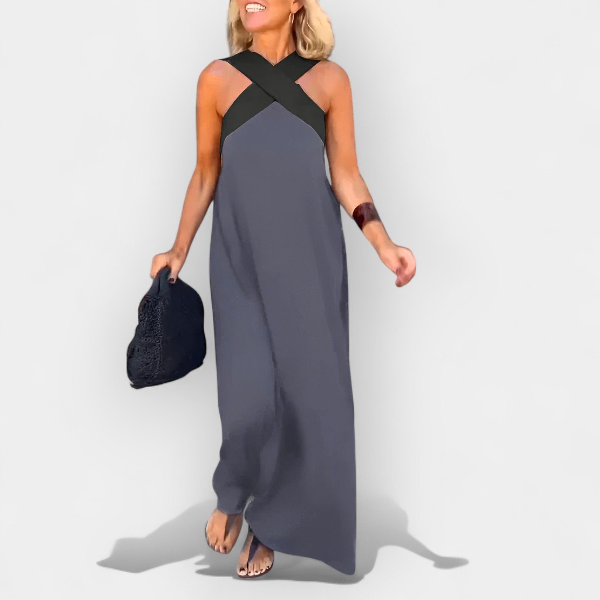 Airy Dress with Wrap V-Neck
