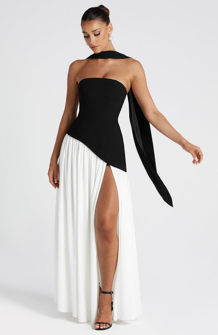 Women’s Strapless Wedding Guest Dress with High Slit | Maxi