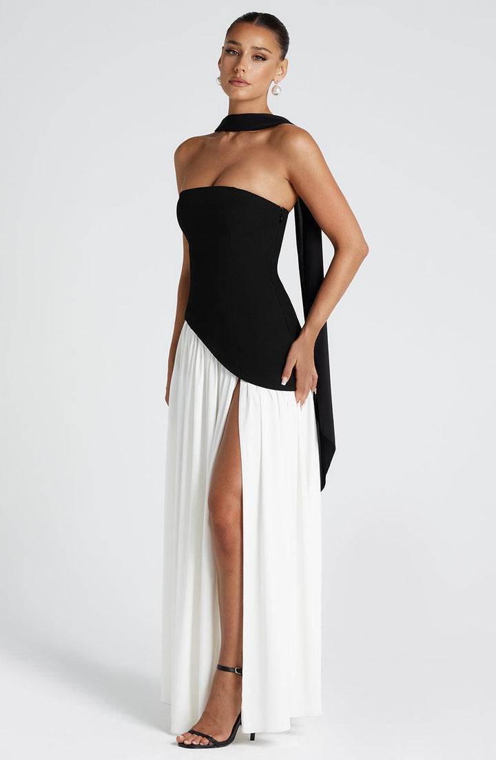 Women’s Strapless Wedding Guest Dress with High Slit | Maxi