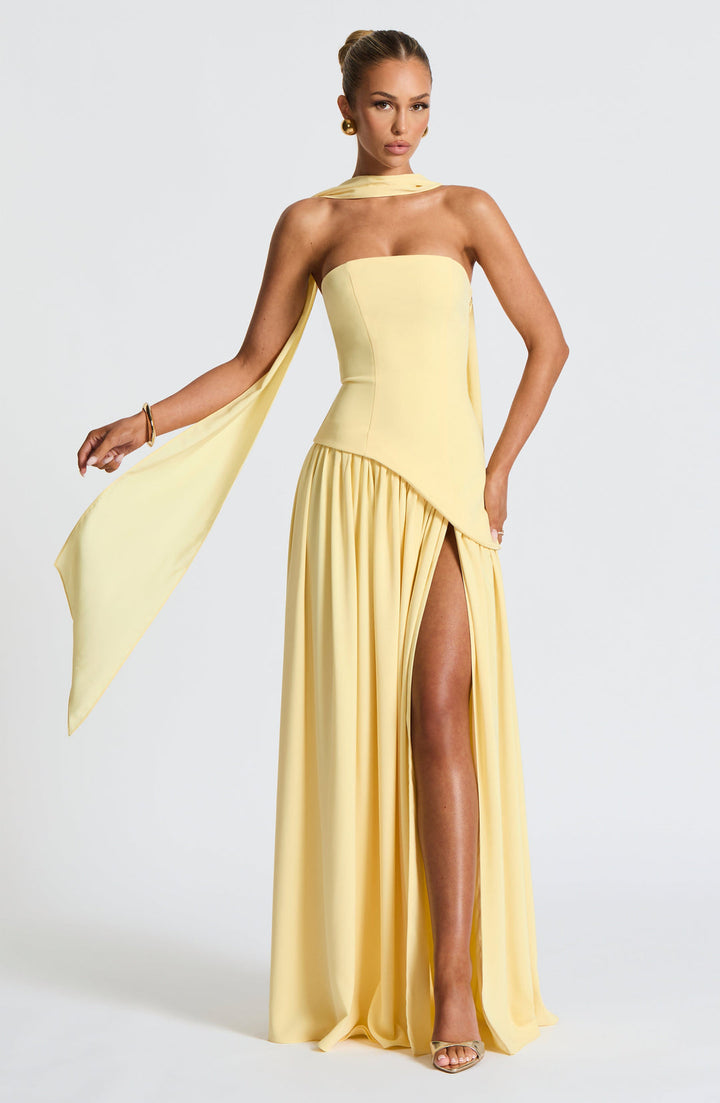 Women’s Strapless Wedding Guest Dress with High Slit | Maxi