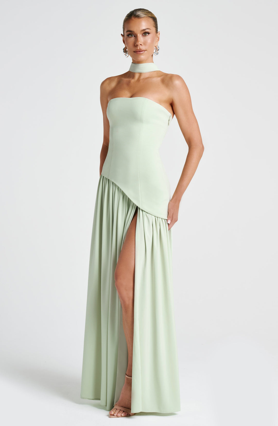 Women’s Strapless Wedding Guest Dress with High Slit | Maxi