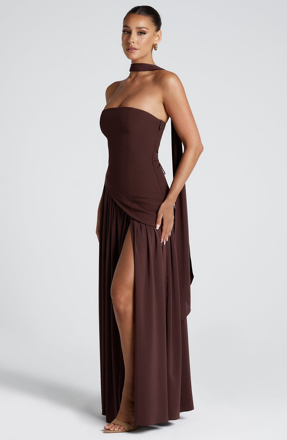 Women’s Strapless Wedding Guest Dress with High Slit | Maxi