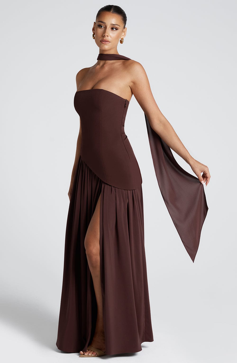 Women’s Strapless Wedding Guest Dress with High Slit | Maxi