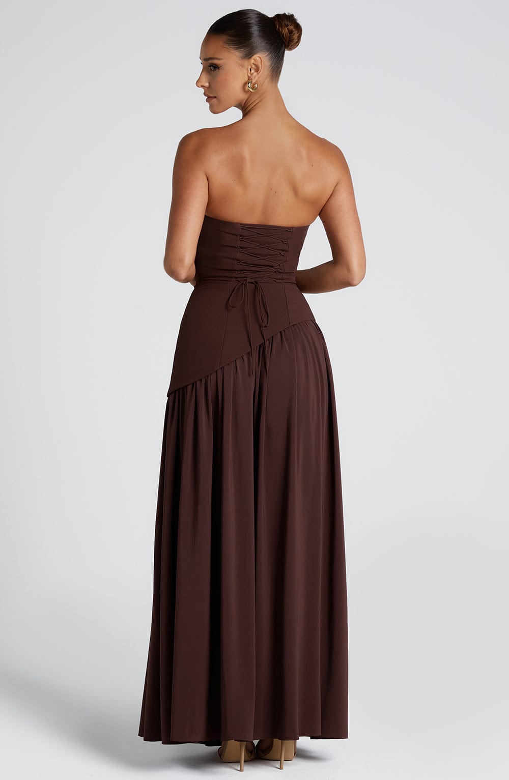 Women’s Strapless Wedding Guest Dress with High Slit | Maxi