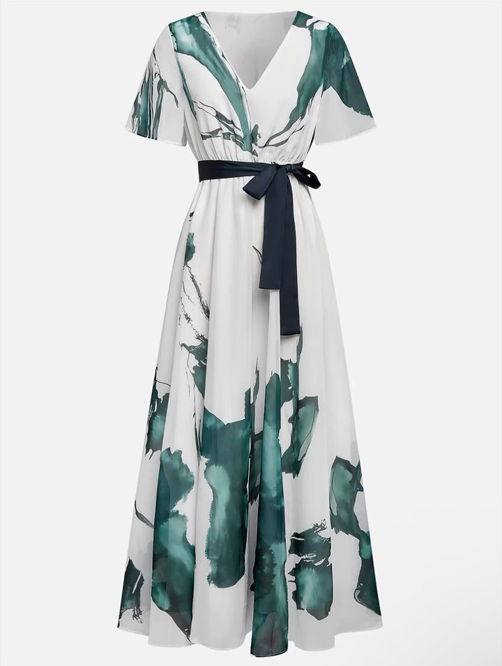 Women's Wrap V Neck Dress | Maxi