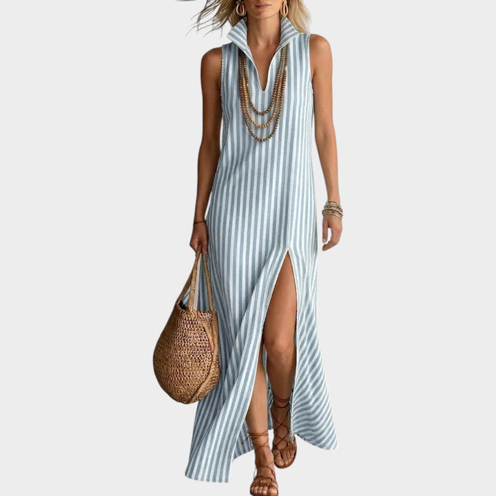 Striped Sleeveless Resort Maxi Dress