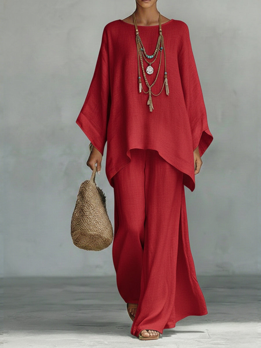 Women's Set with Wide Pants and Loose Blouse