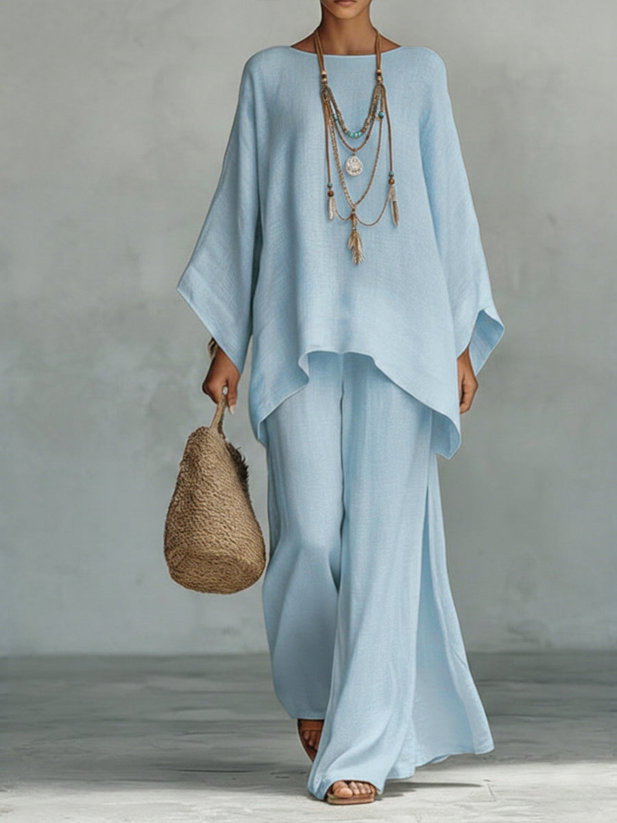 Women's Set with Wide Pants and Loose Blouse