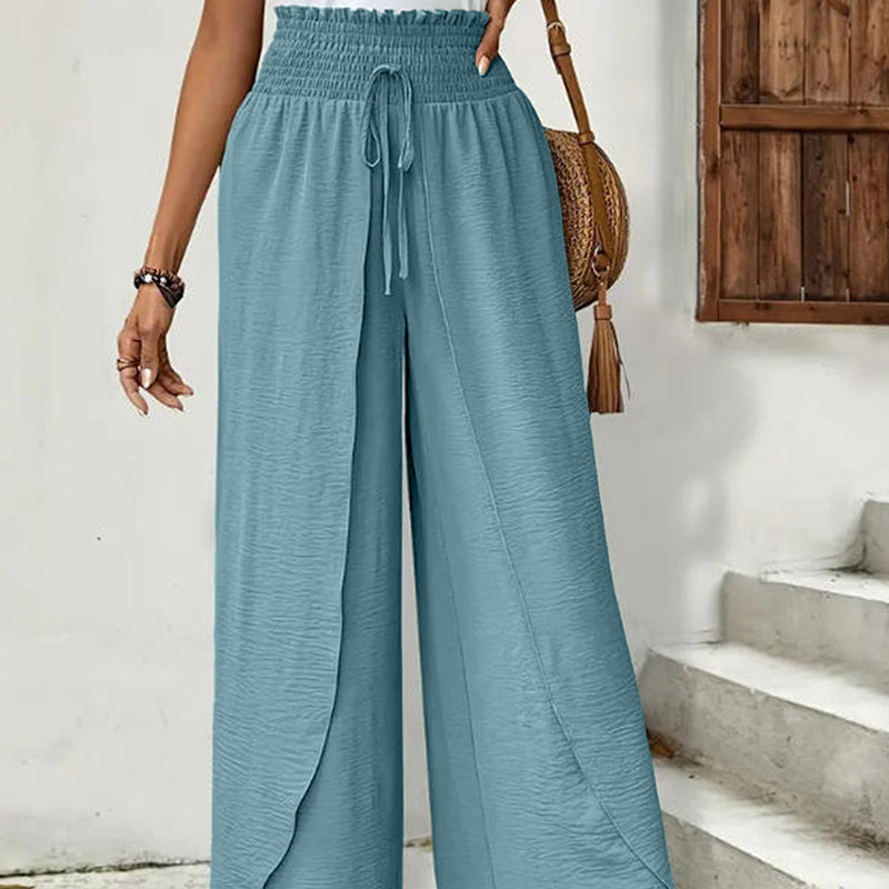 Women's casual wide-leg pants with panels