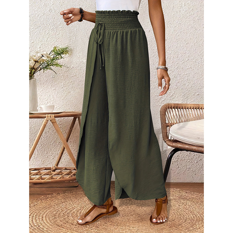 Women's casual wide-leg pants with panels