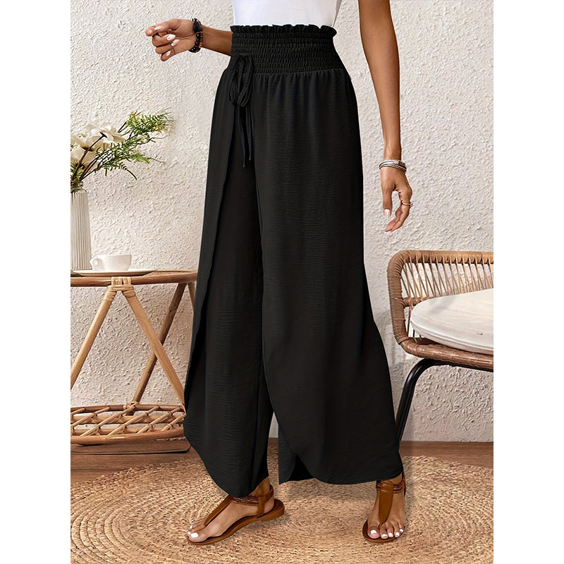 Women's casual wide-leg pants with panels