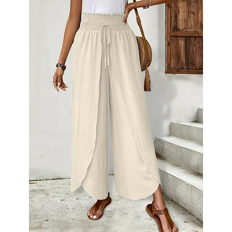 Women's casual wide-leg pants with panels