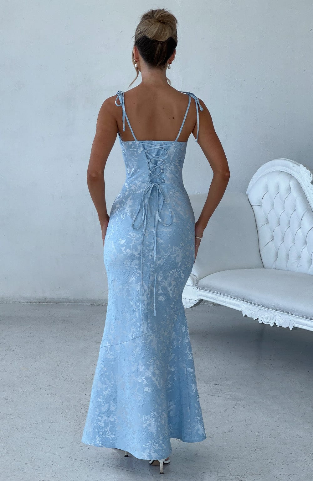 Women's Fitted Wedding Guest Dress with Tie Straps | Maxi