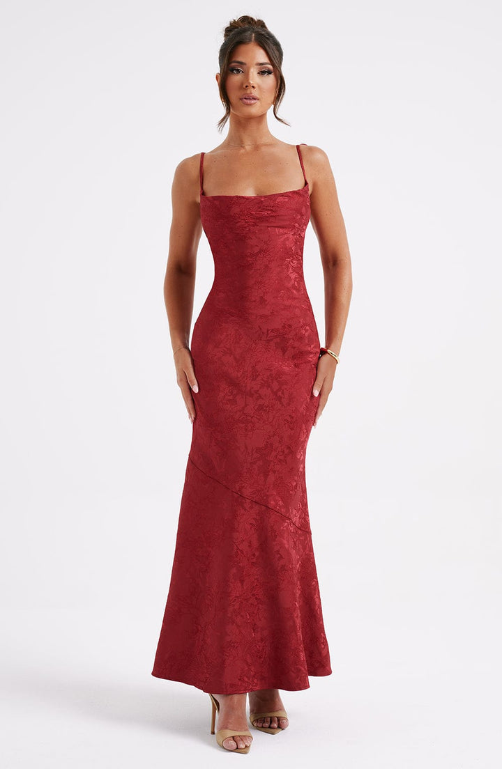 Women's Fitted Wedding Guest Dress with Tie Straps | Maxi