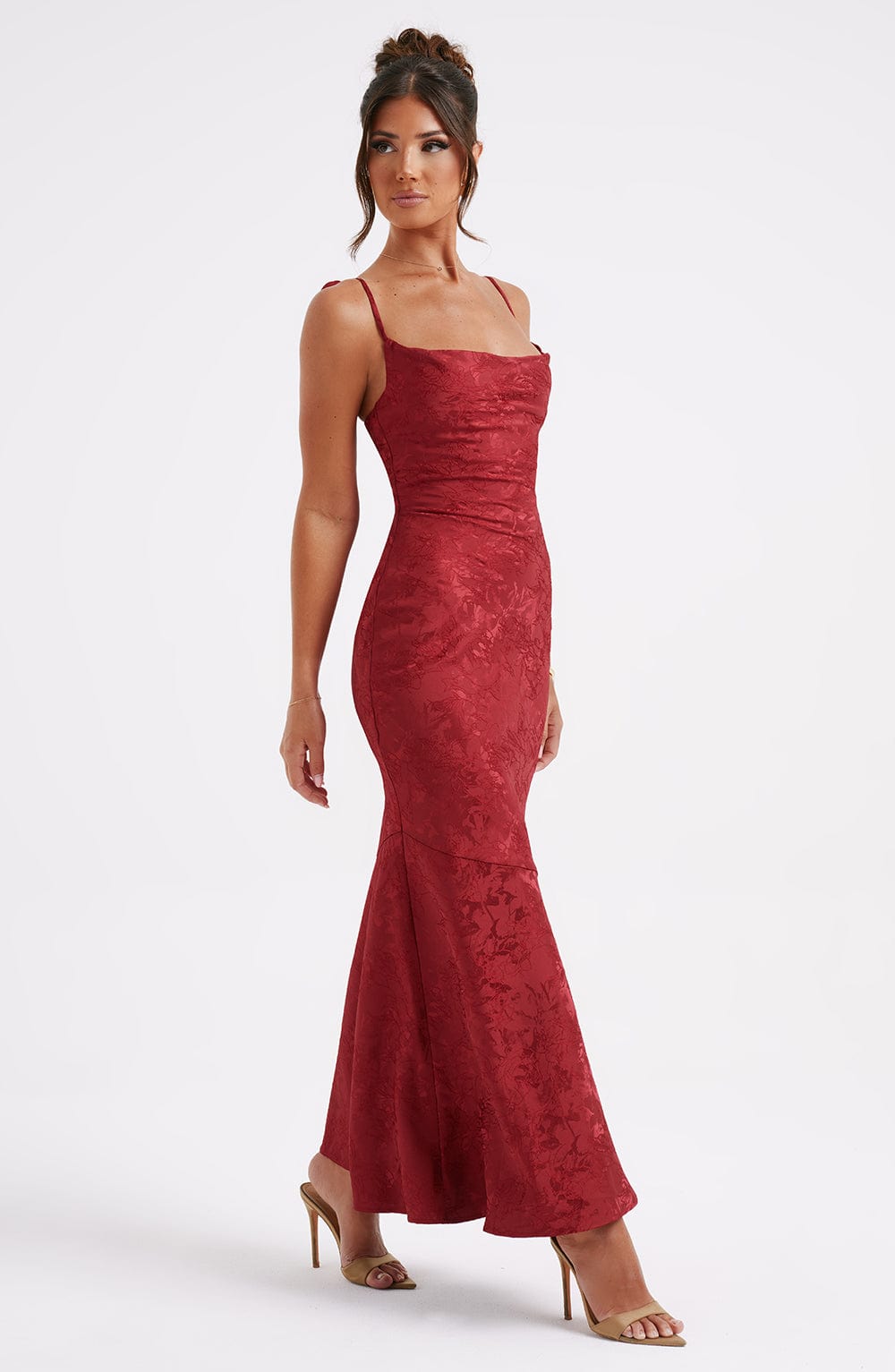 Women's Fitted Wedding Guest Dress with Tie Straps | Maxi