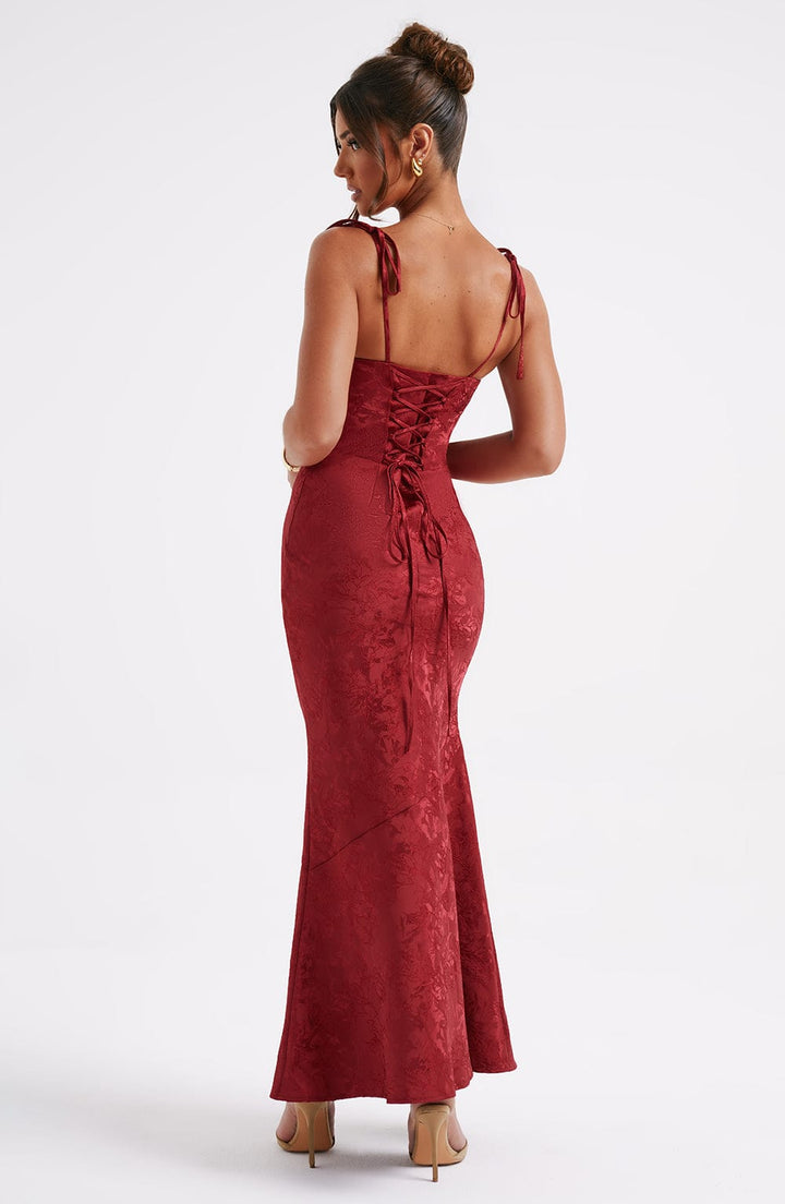 Women's Fitted Wedding Guest Dress with Tie Straps | Maxi