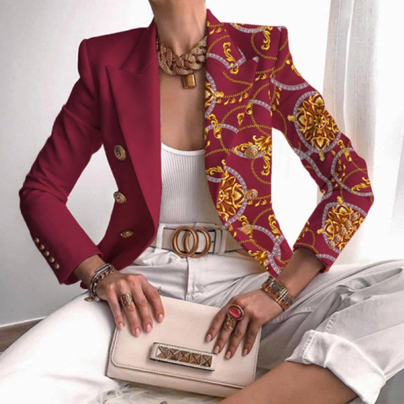 Eleanor | Women’s Contrast Panel Buttoned Work Blazer