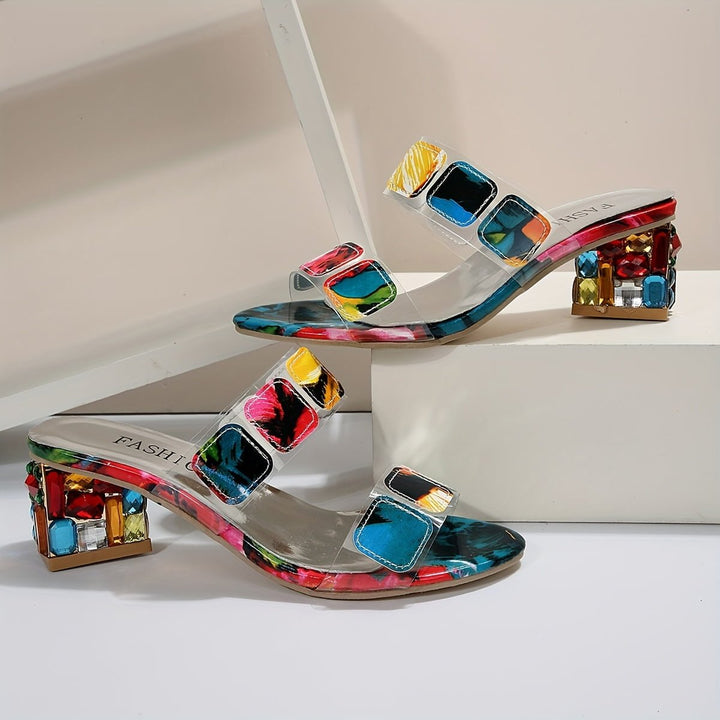 Rosie | Women's Multi-Strap Block Heel Sandals Open Toe Slip-On